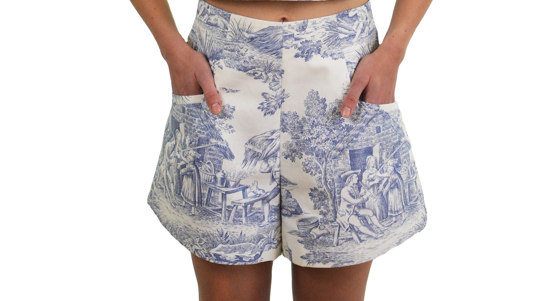 Linen Shorts Toile de Jouy - The Garden Collection by MARCHA
